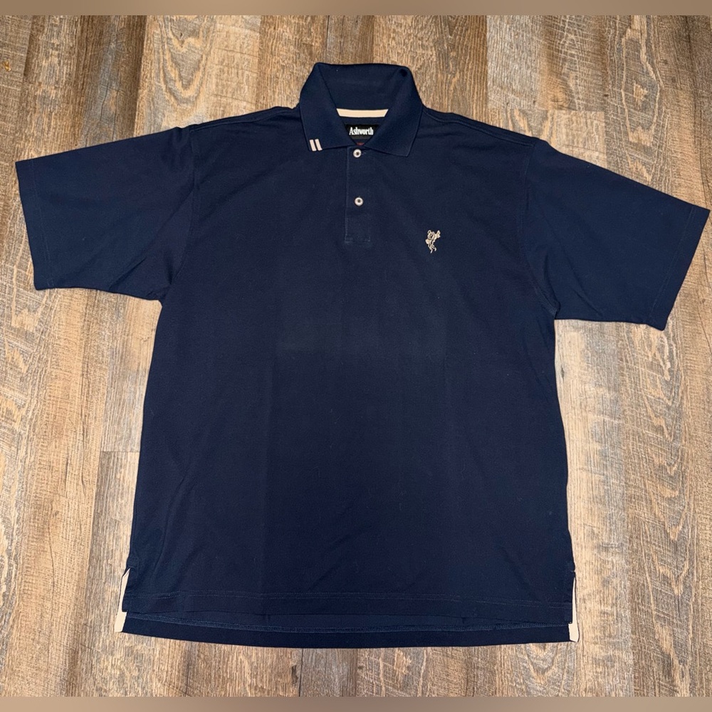 Vintage Ashworth Navy Polo with Subtle White Accents